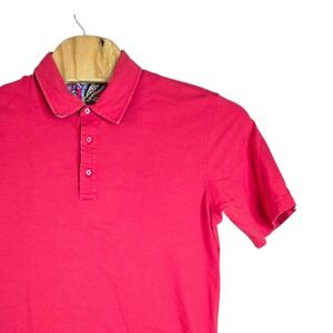 Robert Graham Mens Pink Short Sleeve Polo Shirt Cotton Stretch Paisley Trim‎ XL
